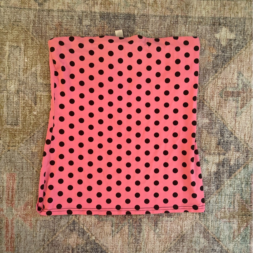 Vintage Y2K No Boundaries Pink and Black Polka Dot Tube Top
